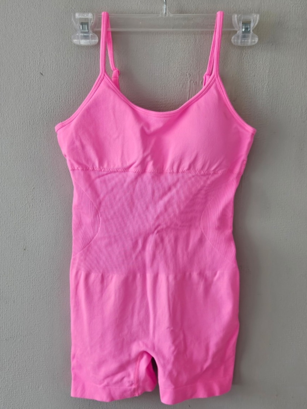 OQQ Ribbed Spaghetti Strap Exercise Romper - Picture 2 of 6